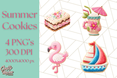 Summer Iced Cookie Clipart PNG, Cute Tropical Cookies Product Image 1