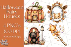 Halloween Fairy House Clipart PNG, Spooky Cottage Art Product Image 1