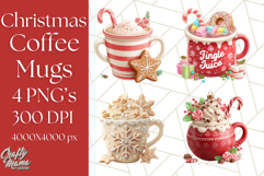 Christmas Coffee Mugs Clipart PNG Festive Cups Product Image 1