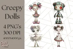 Creepy Dolls Clipart PNG Haunted Toy Characters Product Image 1