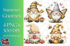 Summer Garden Gnomes Clipart PNG, Summer Country Gnomes Png Product Image 1