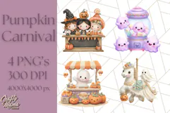 Creepy Carnival Halloween Clipart PNG with Hayride Art Product Image 1
