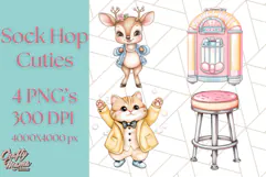 Sock Hop Animal Dance Party PNG Clipart, Cute Retro 1950s Product Image 1