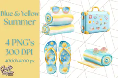 Sky Blue and Sunshine Yellow Summer Clipart PNG, Tropical Product Image 1