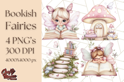 Bookish Fairy PNG Clipart, Whimsical Reading Elements Png Product Image 1