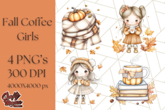Pumpkin Spice Chibi Girls, Fall Accessories PNG, Cozy Autumn Product Image 1