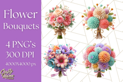 Pastel Flower Bouquet PNG Clipart, Elegant Floral Art Product Image 1