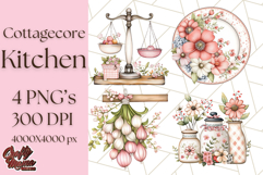 Cottagecore Kitchen Clipart, Vintage Country Floral Kitchen Product Image 1