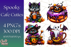 Spooky Café Cuties Halloween PNG Clipart, Holiday Elements Product Image 1