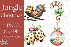 Safari Christmas PNG Clipart, Cute Jungle Animal Art Product Image 1
