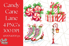 Peppermint Candy Cane Clipart PNG, Christmas Sweet Street Product Image 1