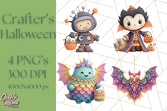 Kawaii Halloween Clipart Cute Kids and Candy Elements Png Product Image 1