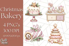 Christmas Sweet Shoppe Clipart PNG, Pastel Bakery Art Product Image 1