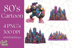 Forgotten 80s Cartoon Clipart PNG, Retro Animal Heroes Product Image 1