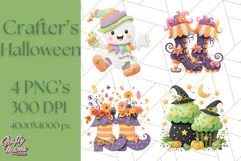 Kawaii Halloween Clipart Cute Kids and Candy Elements Png Product Image 1