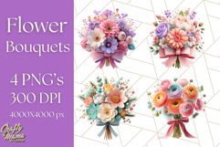 Pastel Flower Bouquet PNG Clipart, Elegant Floral Art Product Image 1