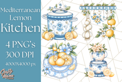 Mediterranean Cottagecore Kitchen PNG Clipart with Lemons Product Image 1