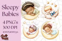 Sleeping Baby on Moon PNG, Cute Night Sky Baby Clipart Png Product Image 1