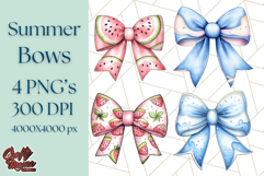 Watercolor Summer Bow Clipart PNG, Coquette Bright Bow Png Product Image 1