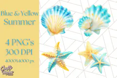 Sky Blue and Sunshine Yellow Summer Clipart PNG, Tropical Product Image 1
