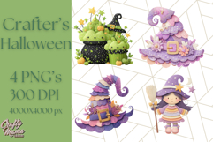Kawaii Halloween Clipart Cute Kids and Candy Elements Png Product Image 1