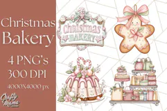 Christmas Sweet Shoppe Clipart PNG, Pastel Bakery Art Product Image 1