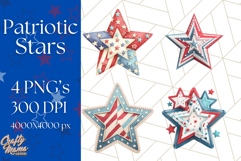 Patriotic Star Clipart PNG, Stars 4th of July PNG Graphic Product Image 1