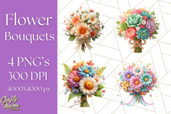 Pastel Flower Bouquet PNG Clipart, Elegant Floral Art Product Image 1