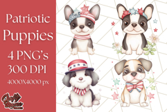 Patriotic Dogs Clipart, Cute 4th of July Puppies PNG Product Image 1