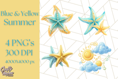 Sky Blue and Sunshine Yellow Summer Clipart PNG, Tropical Product Image 1