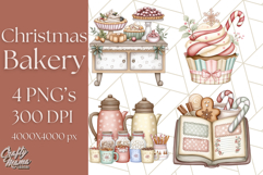 Christmas Sweet Shoppe Clipart PNG, Pastel Bakery Art Product Image 1