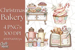 Christmas Sweet Shoppe Clipart PNG, Pastel Bakery Art Product Image 1