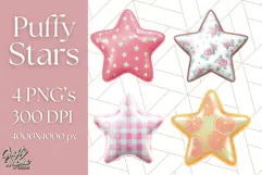 Cute Puffy Star Clipart PNG, 3D Glossy Pastel Stars Clip Art Product Image 1