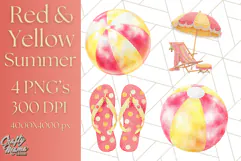 Strawberry Red Lemon Yellow Summer Clipart PNG, Summer Icons Product Image 1