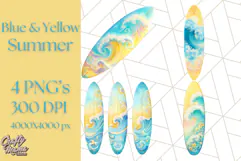 Sky Blue and Sunshine Yellow Summer Clipart PNG, Tropical Product Image 1