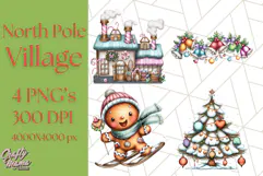 Christmas North Pole Village PNG Clipart, Cute Holiday Art Product Image 1