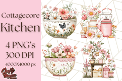 Cottagecore Kitchen Clipart, Vintage Country Floral Kitchen Product Image 1