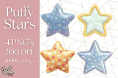Cute Puffy Star Clipart PNG, 3D Glossy Pastel Stars Clip Art Product Image 1