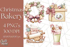 Christmas Sweet Shoppe Clipart PNG, Pastel Bakery Art Product Image 1