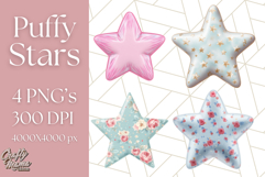 Cute Puffy Star Clipart PNG, 3D Glossy Pastel Stars Clip Art Product Image 1