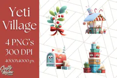 Holiday Yeti Village PNG Clipart, Cute Winter Clip Art Product Image 1