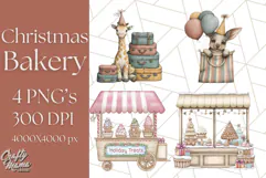 Christmas Sweet Shoppe Clipart PNG, Pastel Bakery Art Product Image 1