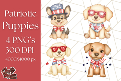Patriotic Dogs Clipart, Cute 4th of July Puppies PNG Product Image 1