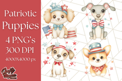 Patriotic Dogs Clipart, Cute 4th of July Puppies PNG Product Image 1