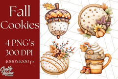Fall Cookie Clipart PNG, Autumn Sweets Pumpkin Cookies Product Image 1