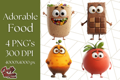 Cute Food PNG Clipart, 3D Adorable Kawaii Characters Png Product Image 1