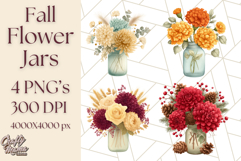 Fall Mason Jar Flowers PNG Clipart Product Image 1