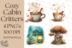 Cozy Cabin Critters Clipart PNG, Fall Animal Png Product Image 1