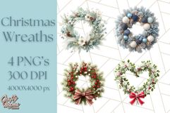 Christmas Wreath Clipart, Holiday Greenery PNG Illustrations Product Image 1
