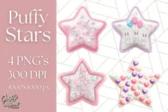 Cute Puffy Star Clipart PNG, 3D Glossy Pastel Stars Clip Art Product Image 1